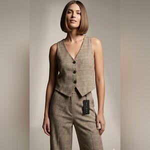 All Saints Beige Checkered Jumpsuit